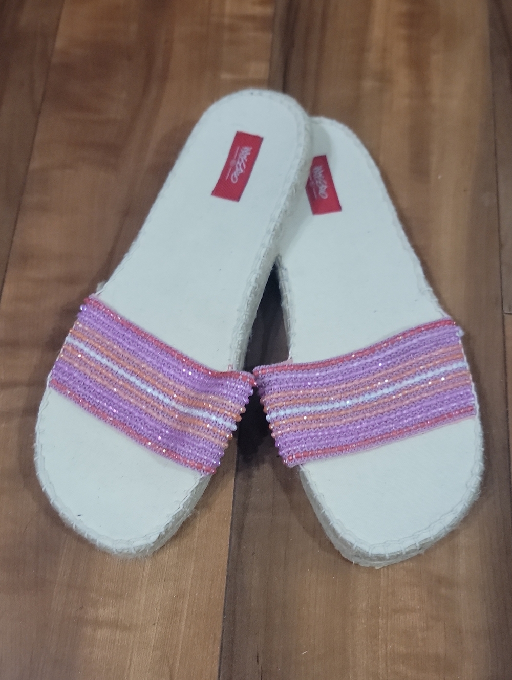 Massimo Pink and Peach Beaded Slide Mules